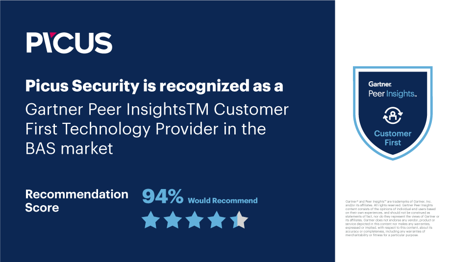 Picus Security is a Gartner Peer Insights Customer First 